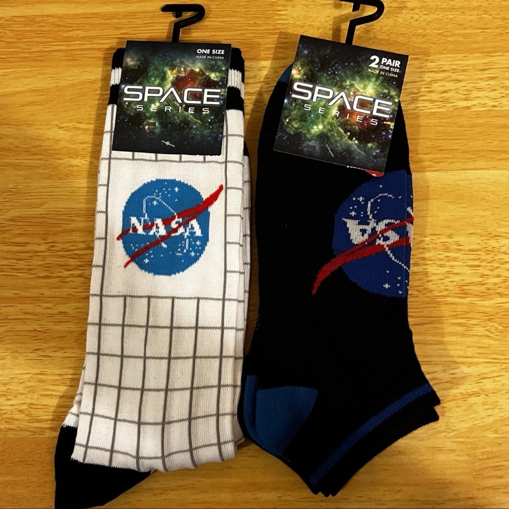 Space Series NASA 3 pair Black White Nerdcore Crew Ankle Graphic Socks NWT